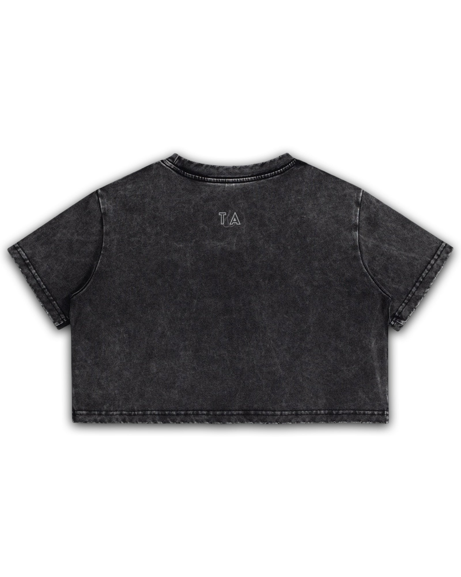 Rooted Snow Wash Boxy Fit Crop Cotton T-Shirt – Vintage Embroidered Tee