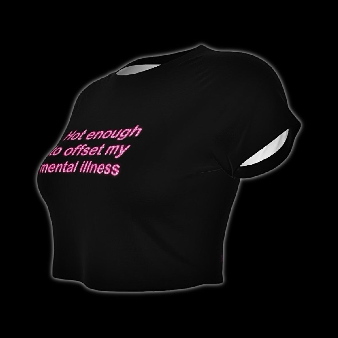 side view of black crop baby tee with