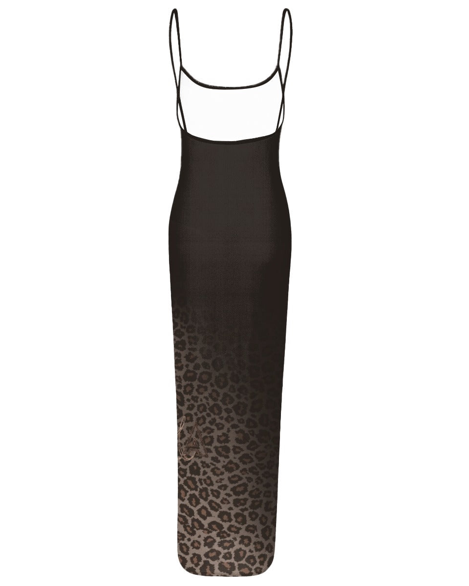 Sheer Luck Mesh Leopard Maxi Dress