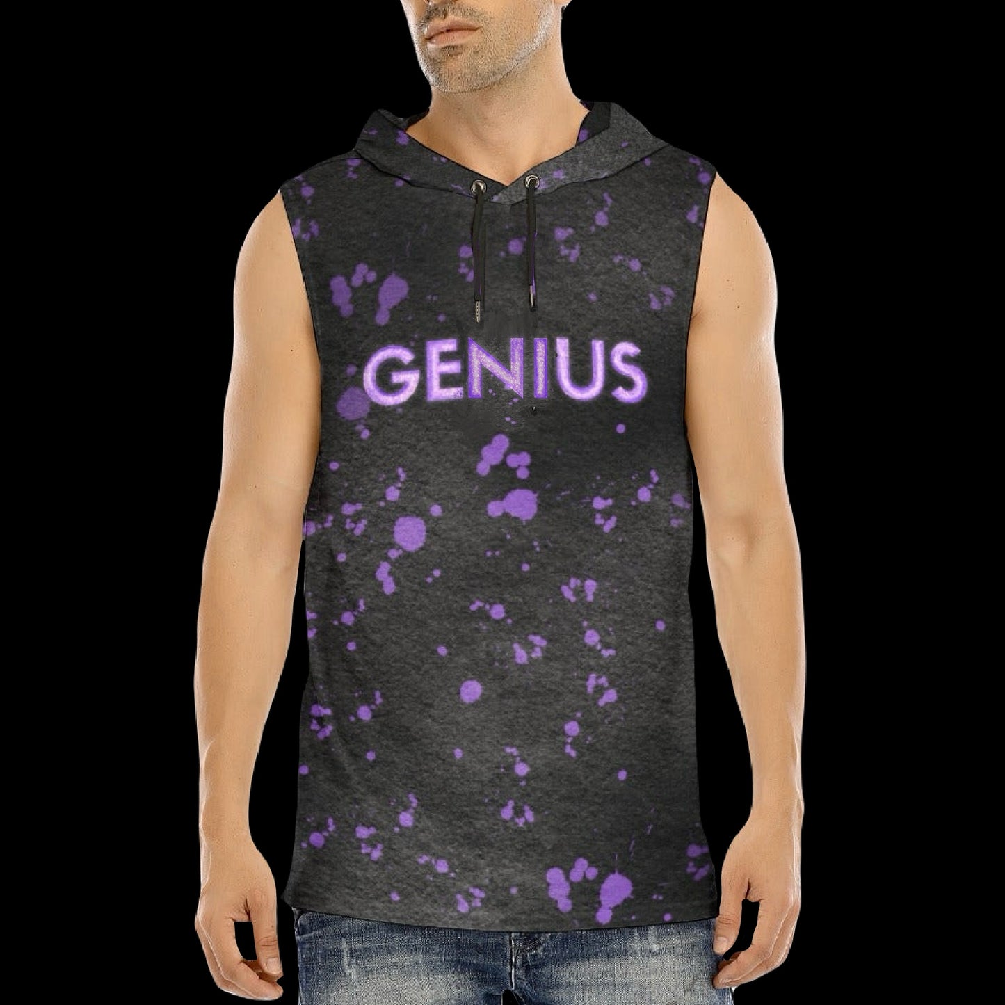 Genius Acid Wash Lightweight Sleeveless Hoodie