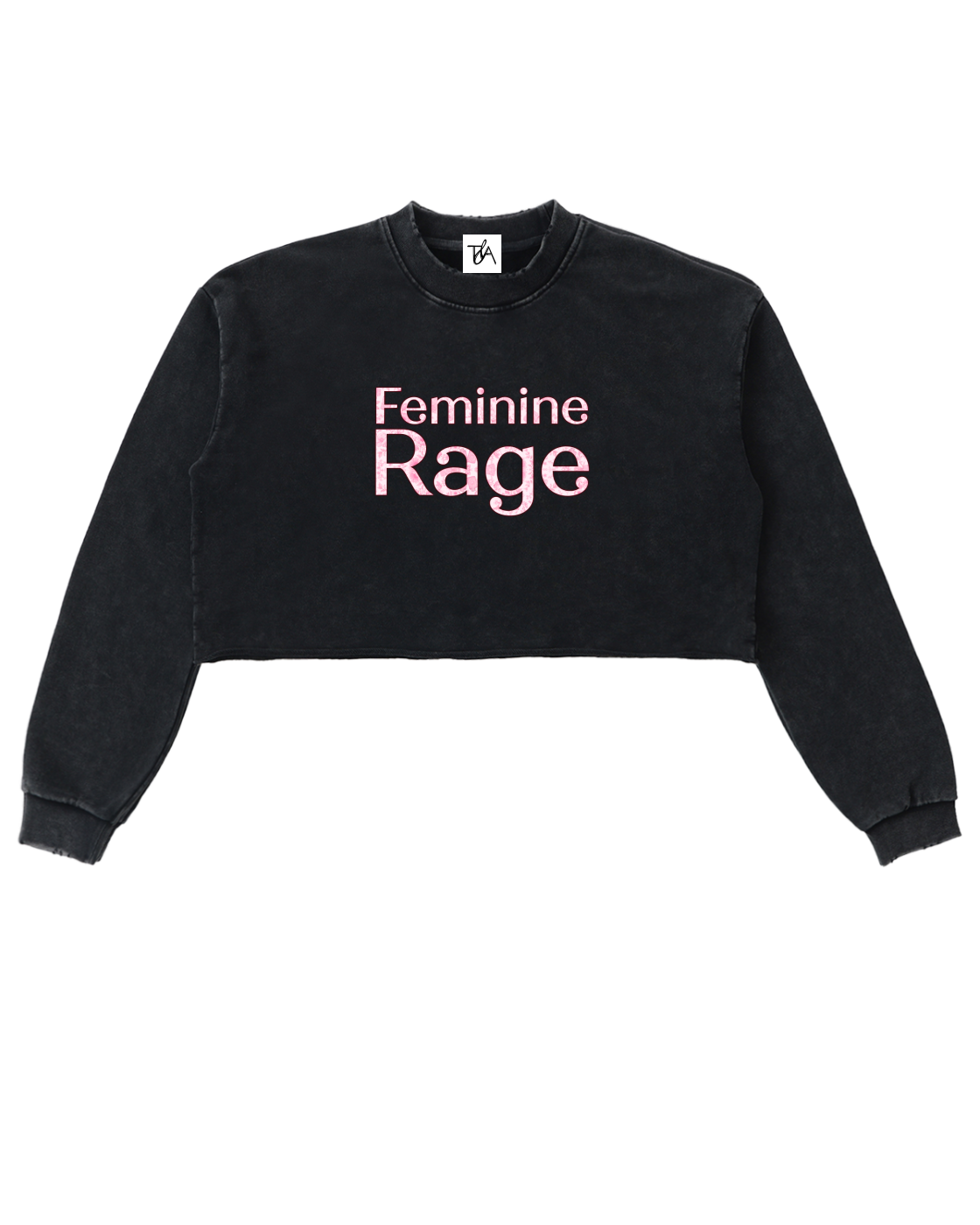 Feminine Rage Raw Edge Cropped Cotton Sweatshirt