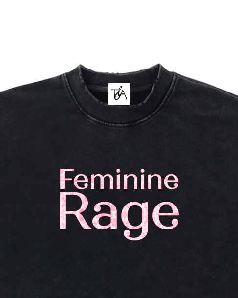 Feminine Rage Raw Edge Cropped Cotton Sweatshirt