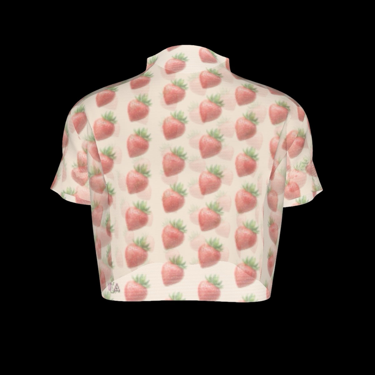 Strawberry Picnic Sheer Short Sleeve Crop Top - Taupe