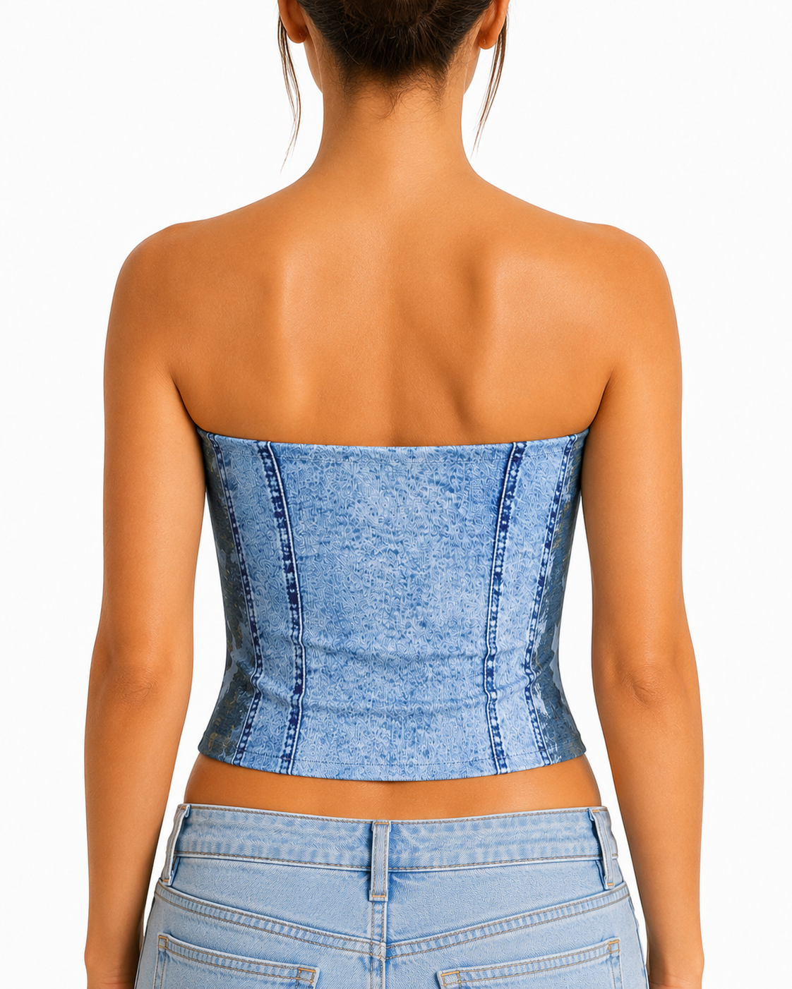 XO Faux Denim Tube Top