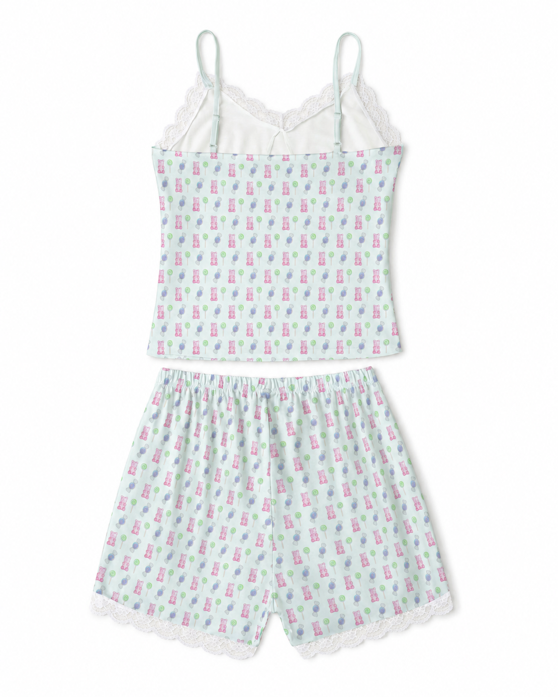 Sweet Tooth Lace Trimmed Cami and Shorts Lounge Set