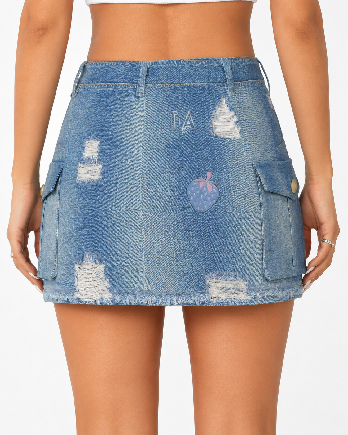 XO Faux Denim Cargo Mini Skirt