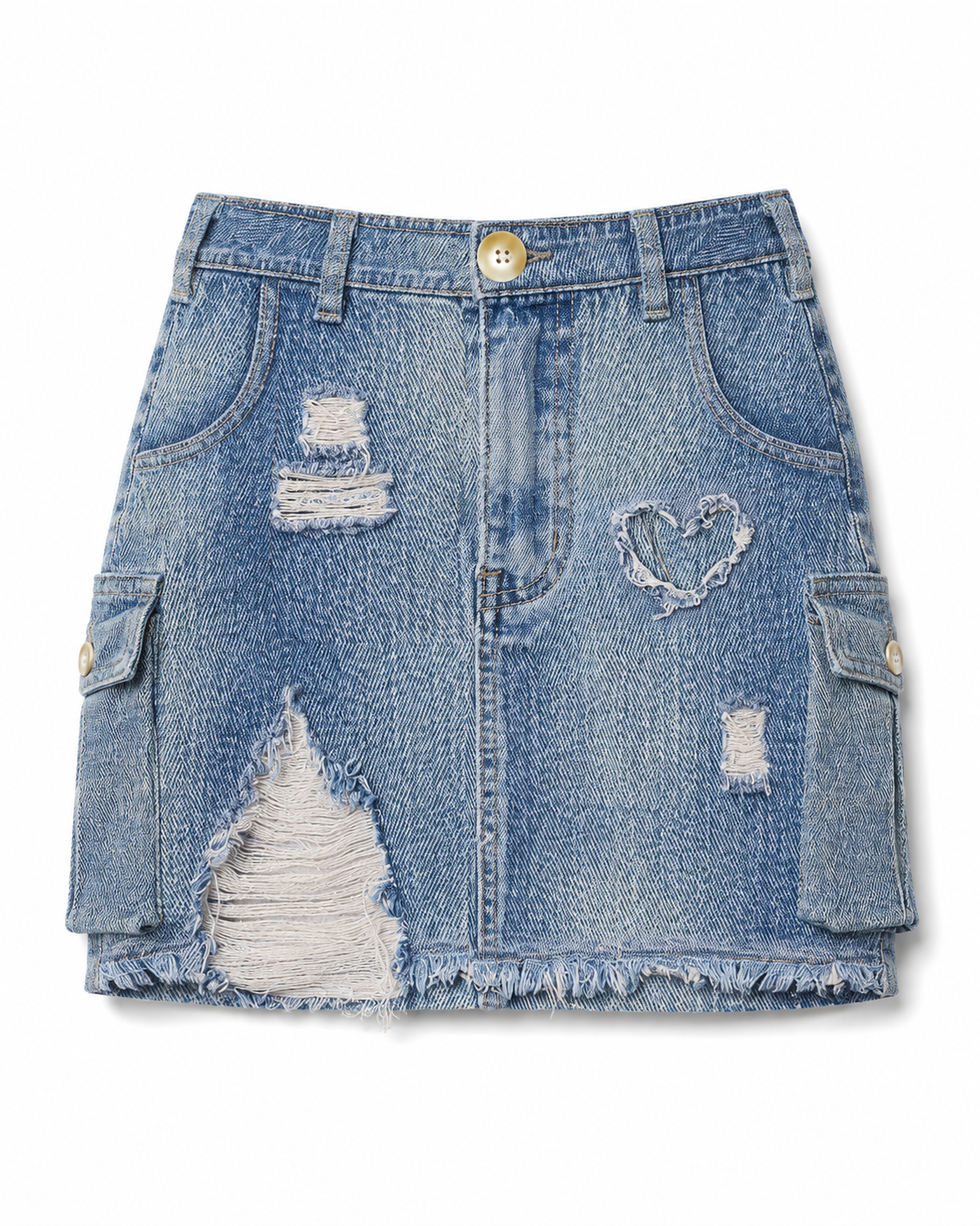 XO Faux Denim Cargo Mini Skirt