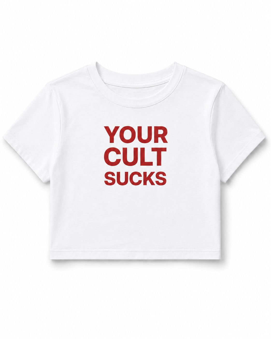 Your Cult Sucks Cropped Cotton Baby Tee