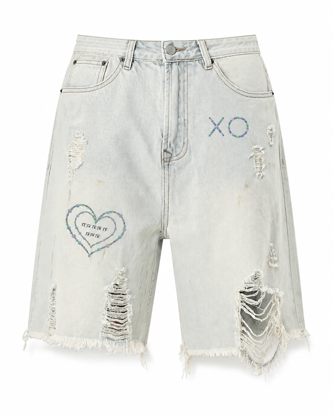 Lucky You Distressed Denim Shorts