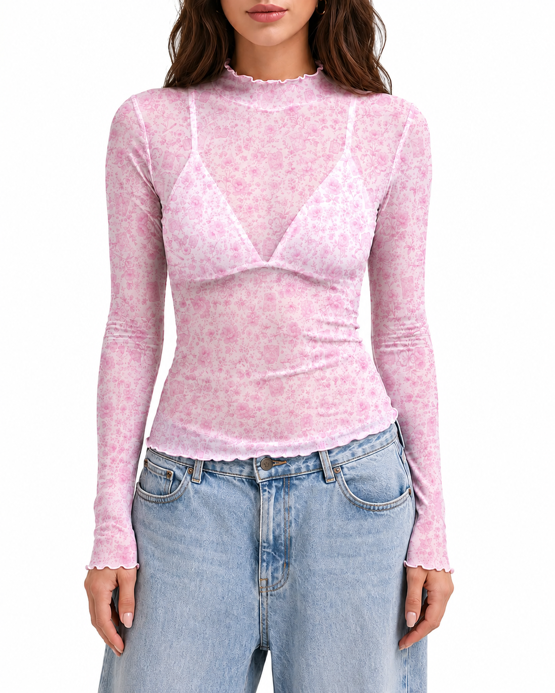 Pretty Little Vices Sheer Mesh Long Sleeve Top
