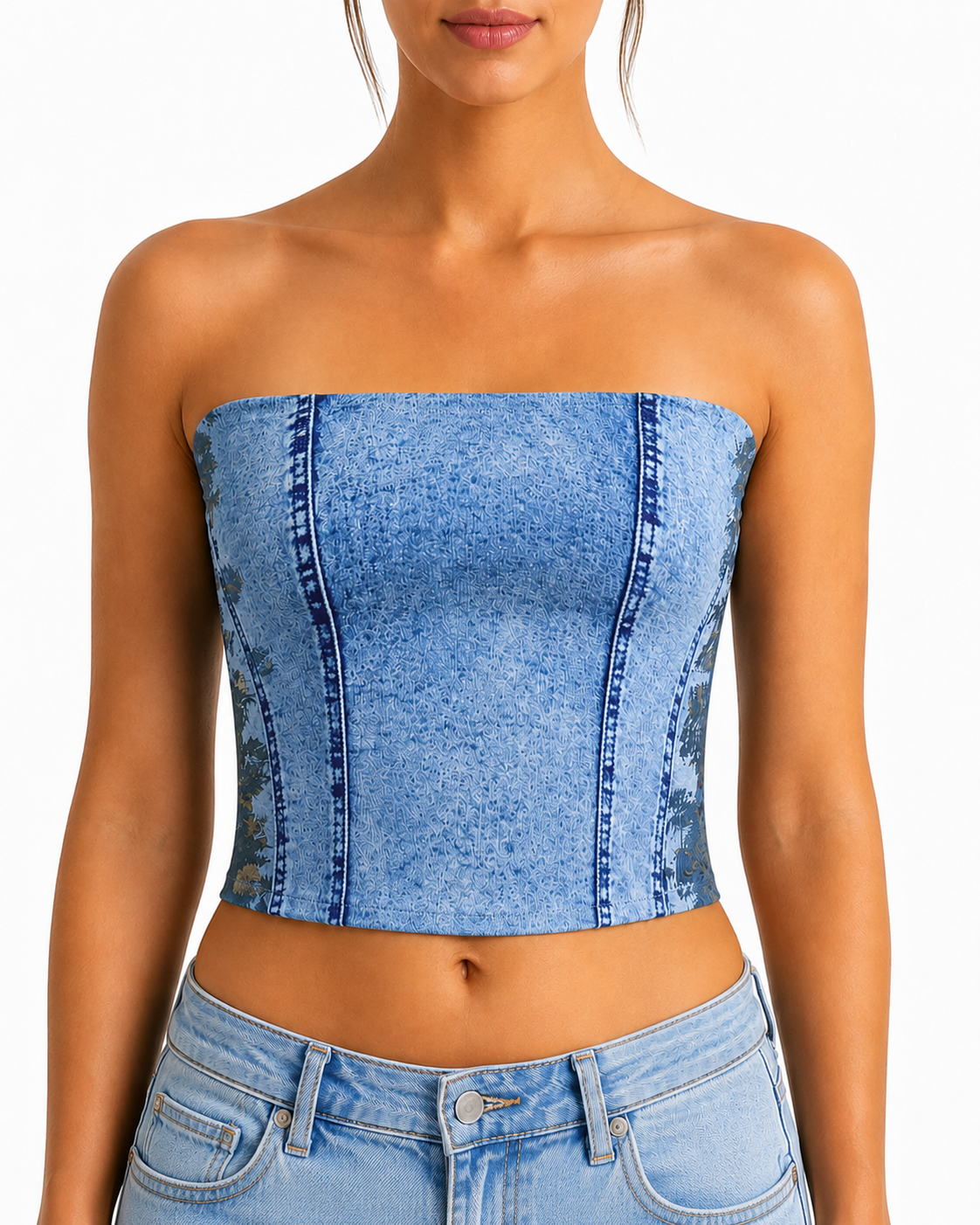 XO Faux Denim Tube Top