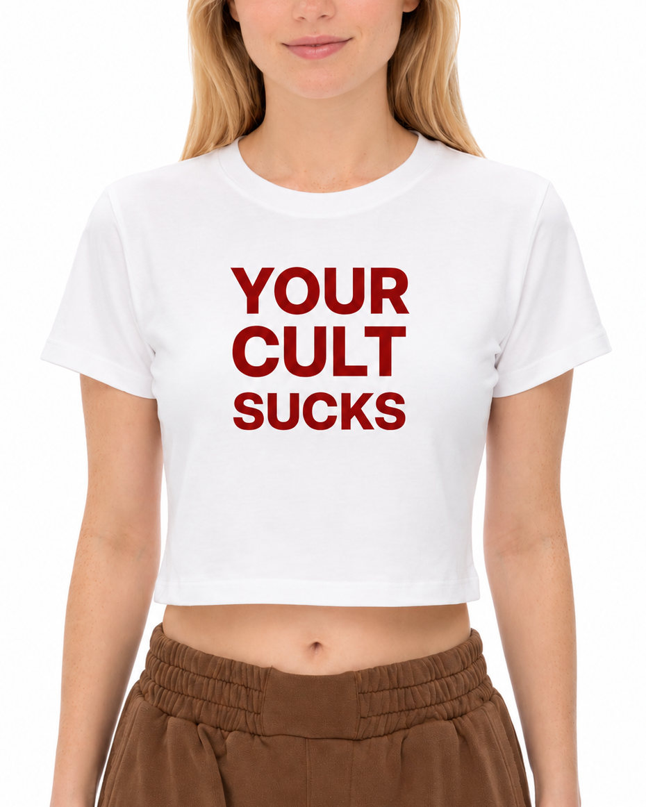 Your Cult Sucks Cropped Cotton Baby Tee