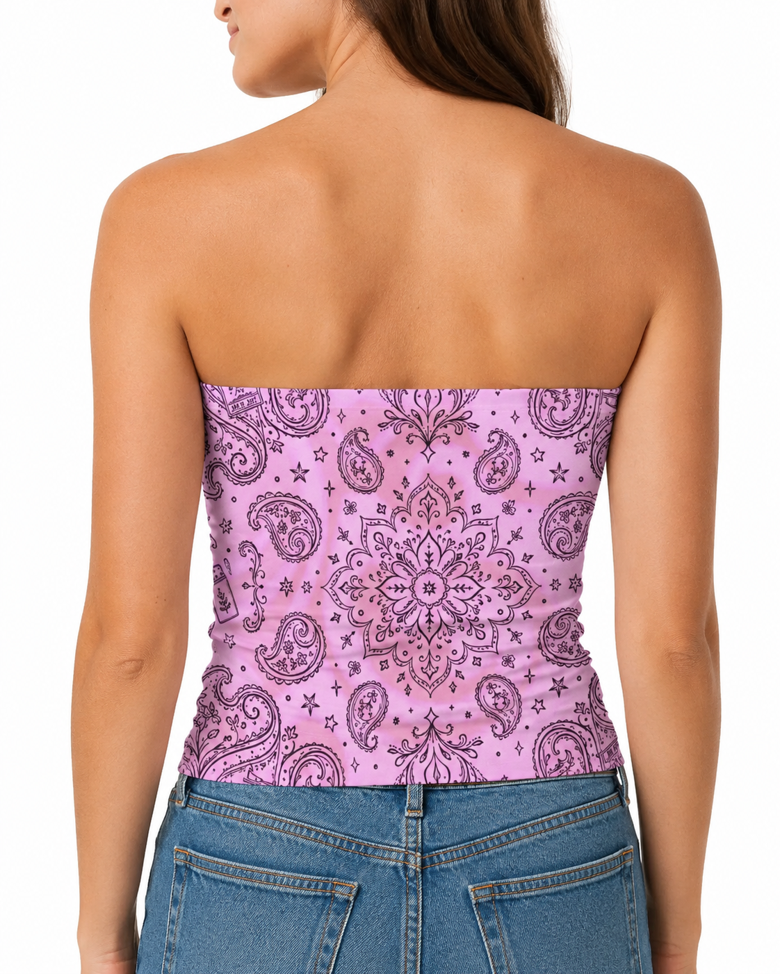 Lucky Bandit Bandana Print Strapless Top