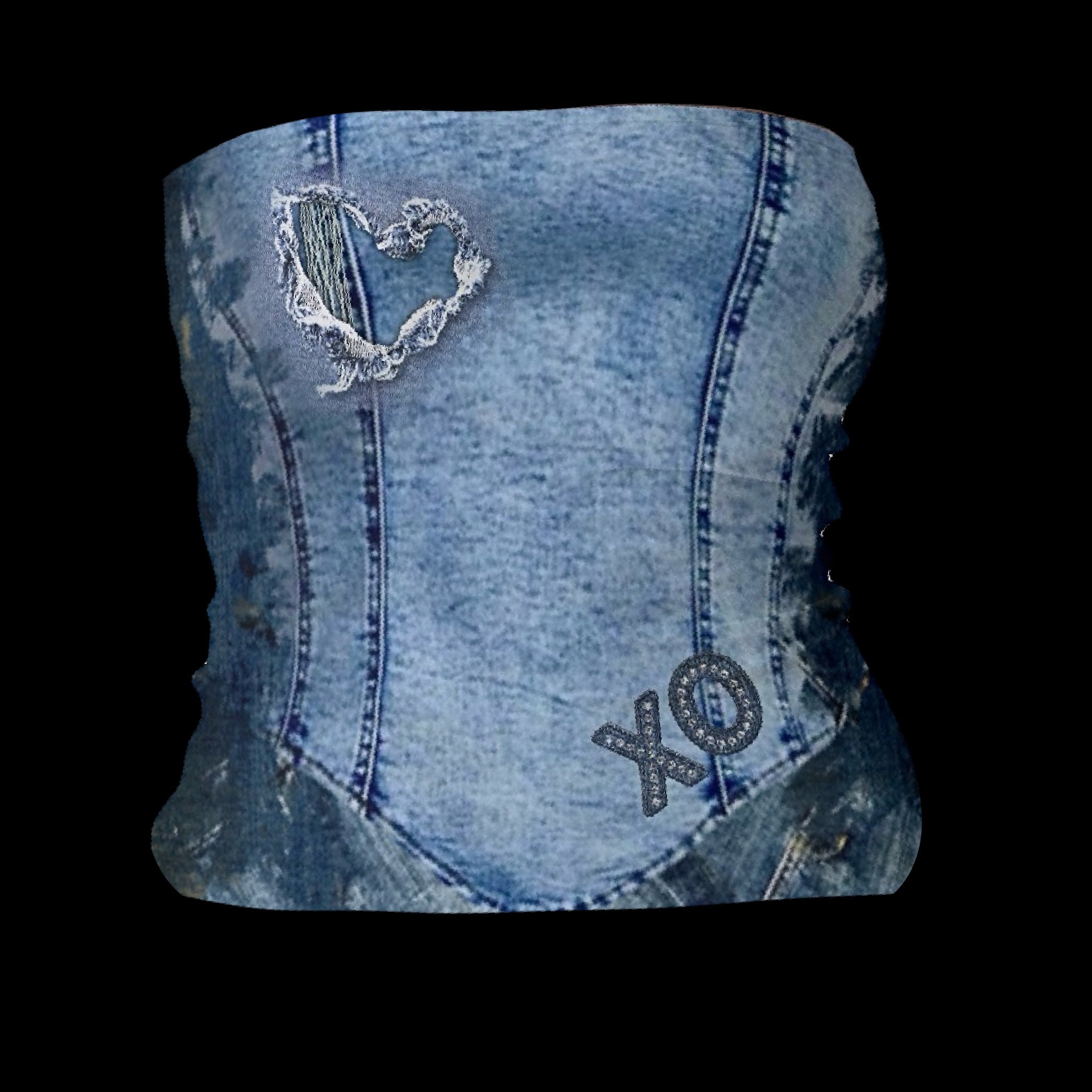 Denim-ish Double-Layer Strapless Top