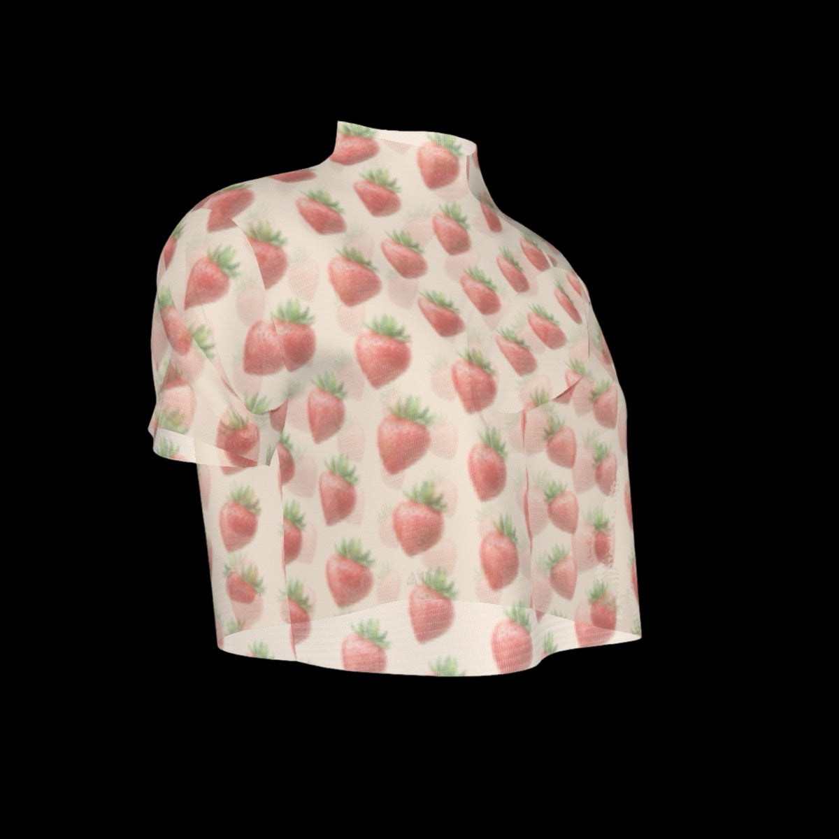 Strawberry Picnic Sheer Short Sleeve Crop Top - Taupe