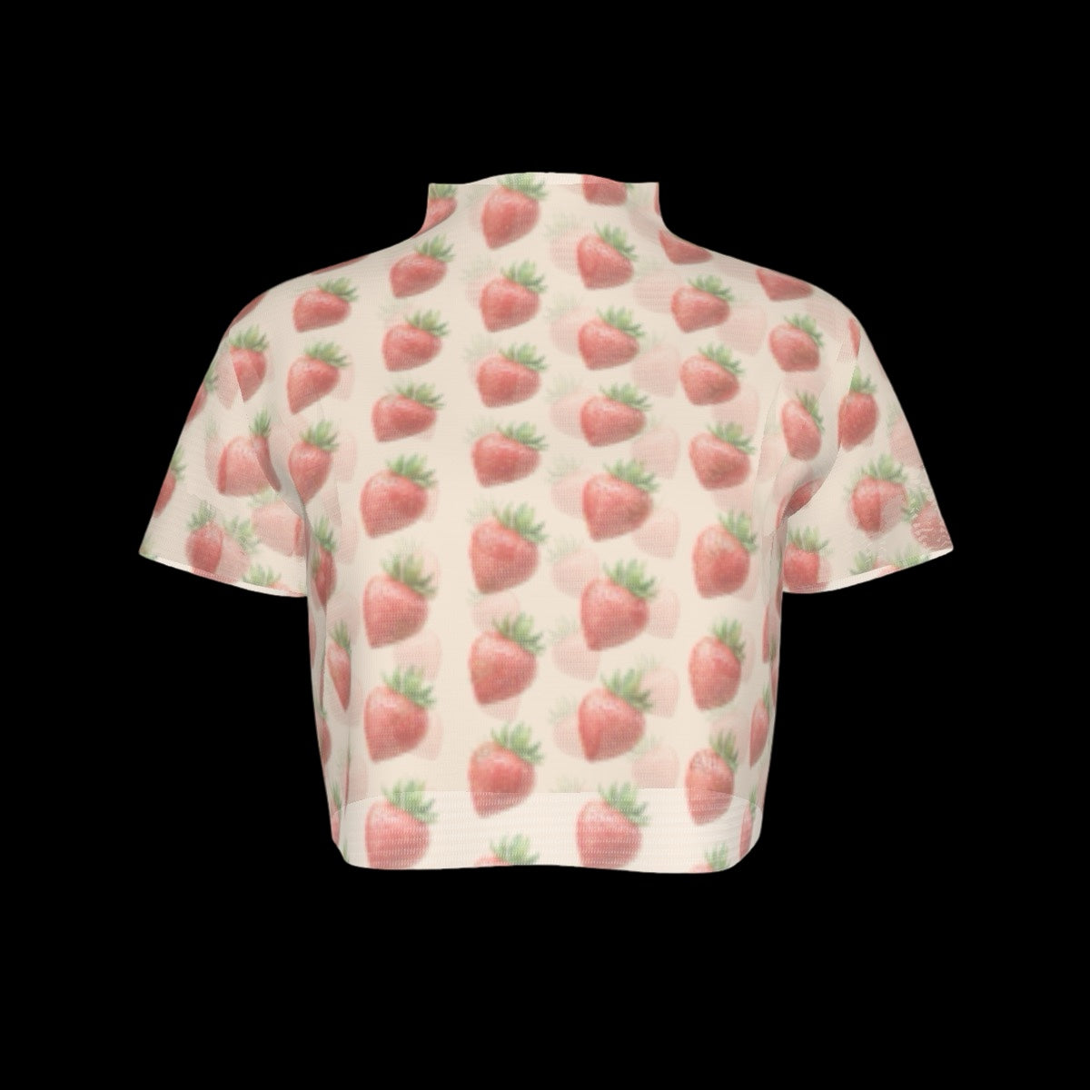 Strawberry Picnic Sheer Short Sleeve Crop Top - Taupe