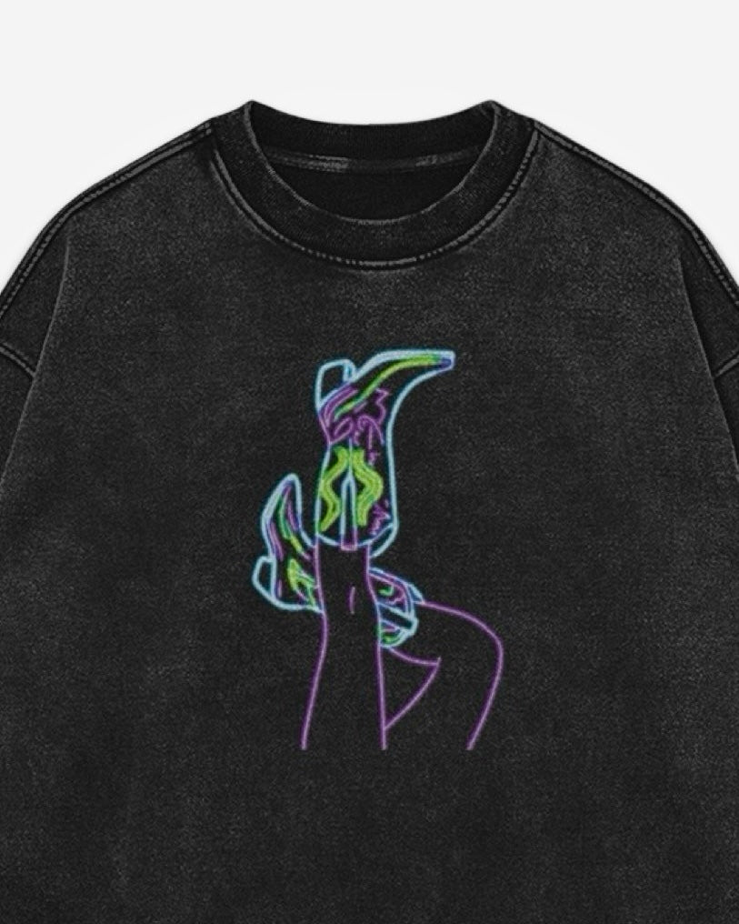 Coastal Cowgirl Embroidered Heavyweight Cotton Oversize Crew Neck Pullover