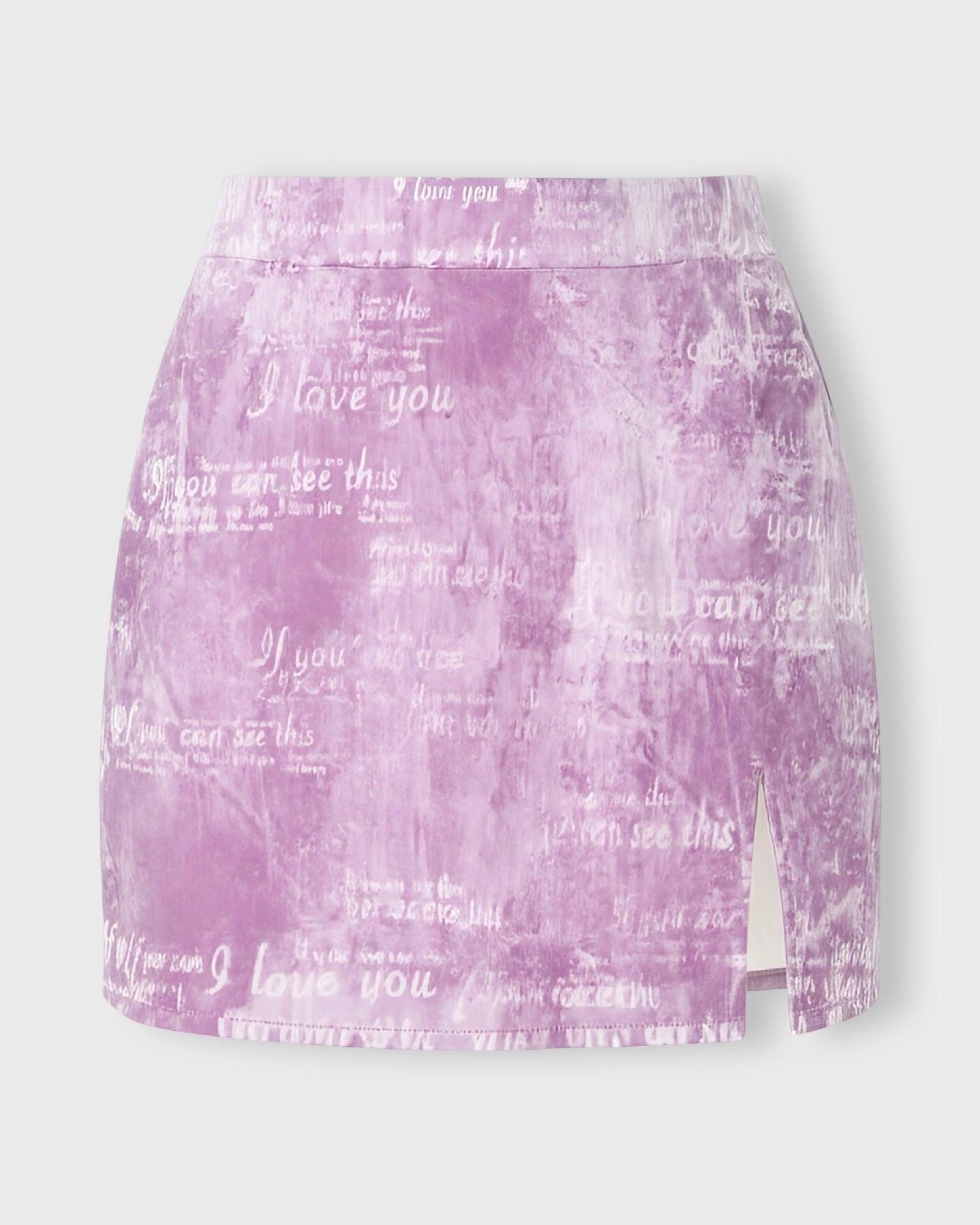 If You Can See This Side Slit Bodycon Mini Skirt – Pink Graphic Print
