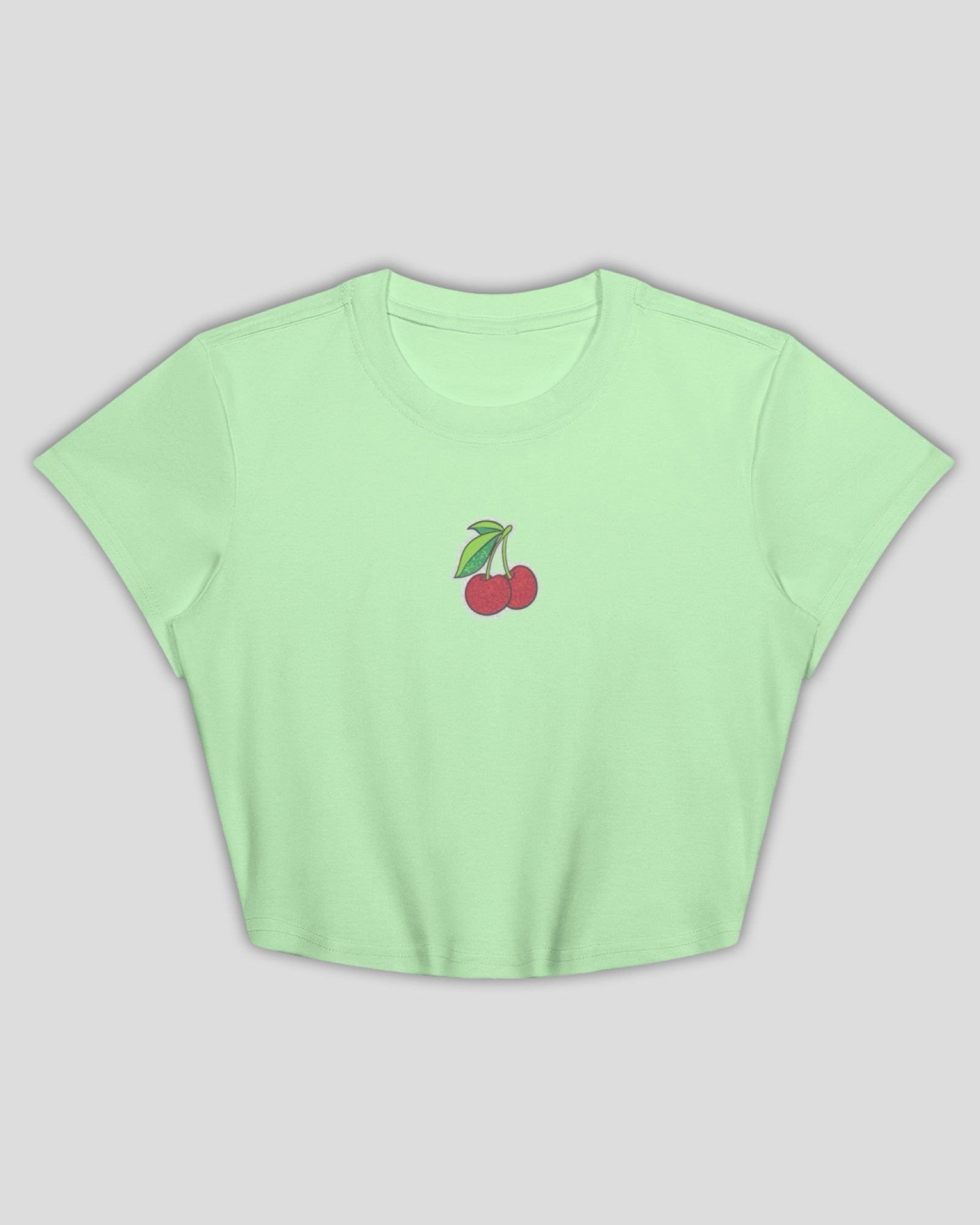 Cherry on Top Embroidered Cotton Crop Baby Tee – Cap Sleeve Fitted Top