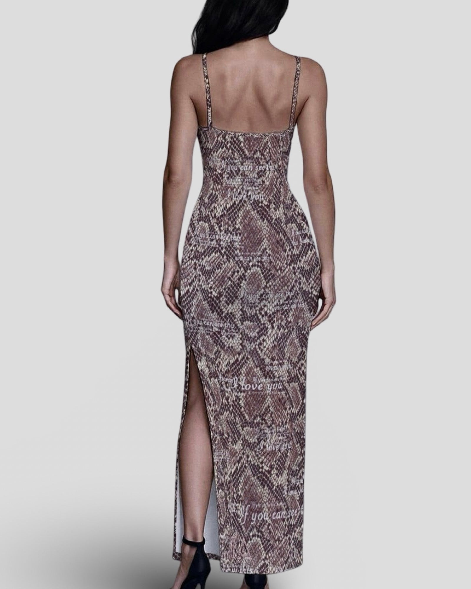If You Can See This Snakeskin Bodycon Slip Dress – Fitted Maxi Cami with Slit