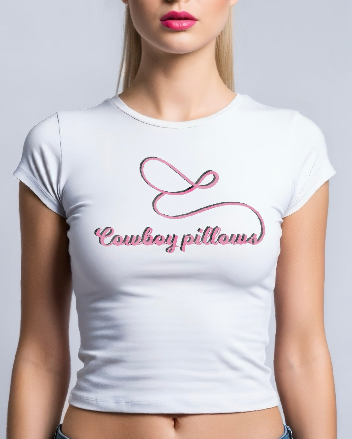 Cowboy Pillows Embroidered Cotton Slim Fit Baby Tee