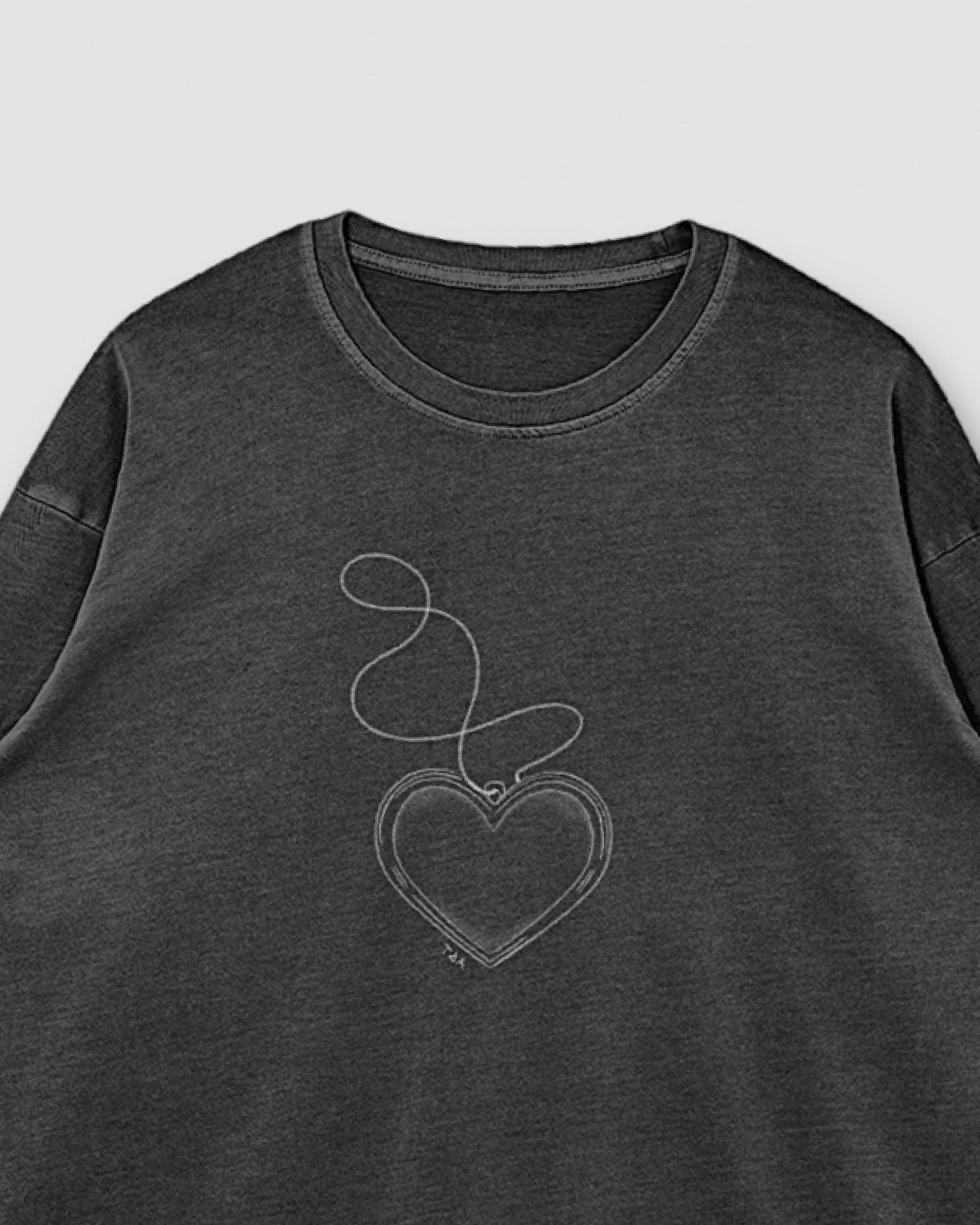 Across My Heart Faux Layered Oversized Long Sleeve Top – Streetwear Heart Graphic Tee