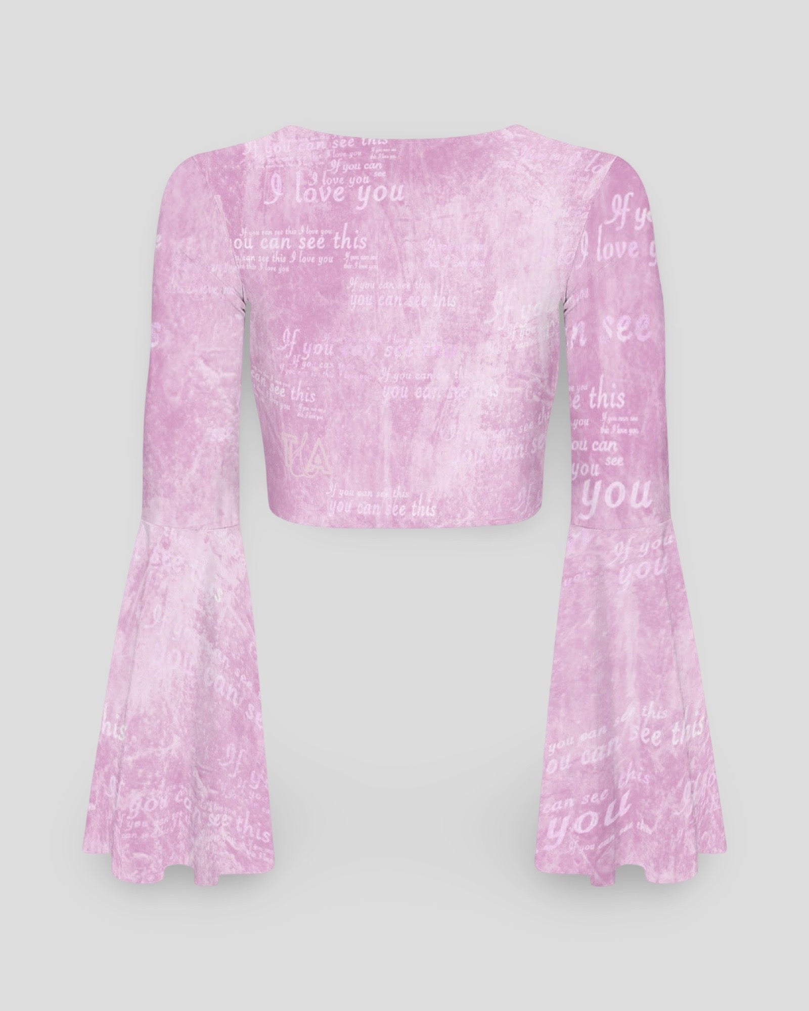 If You Can See This Tie Front Bell Sleeve Crop Top