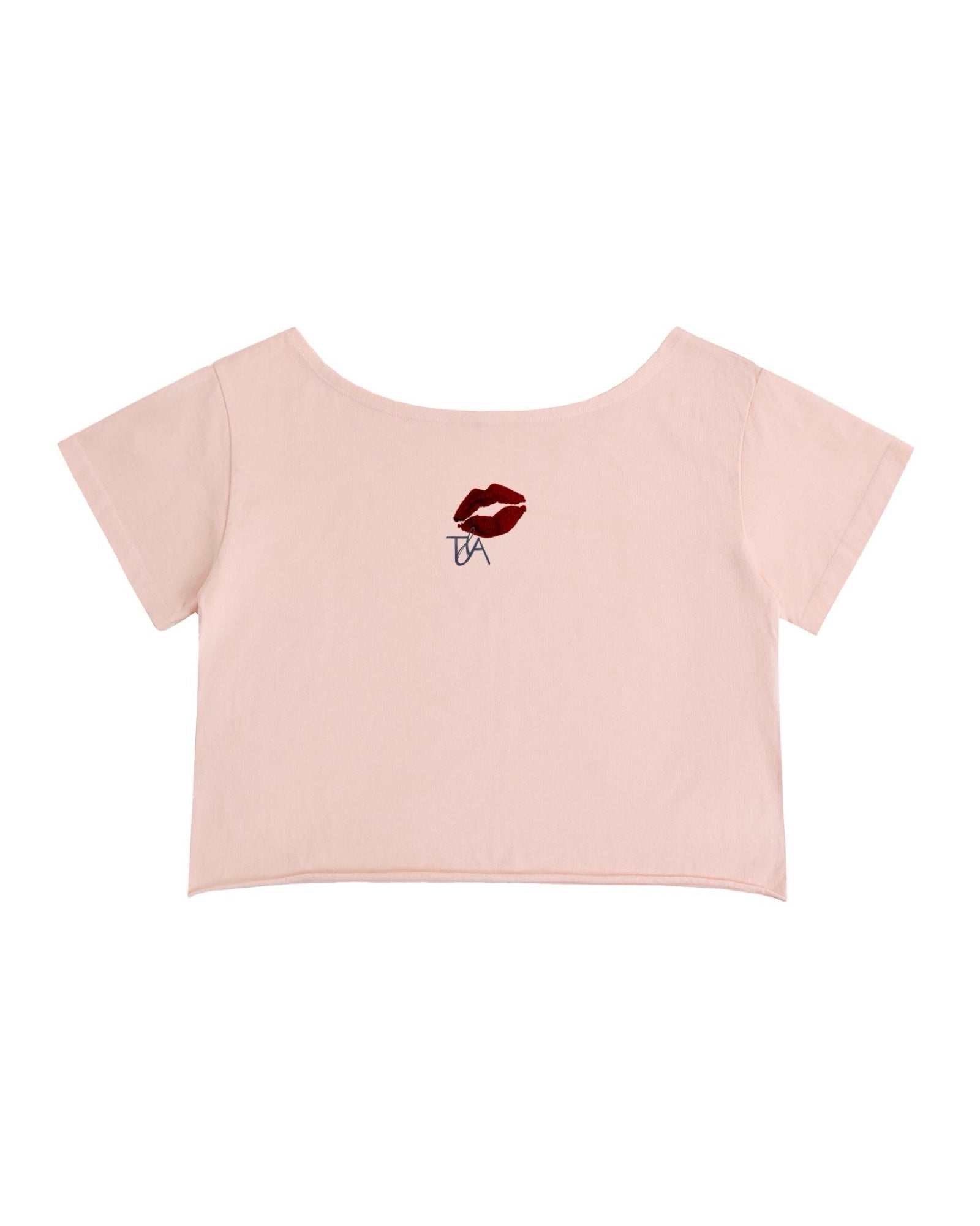 Second Wife Material Off-Shoulder Rolled Hem Cotton T-Shirt