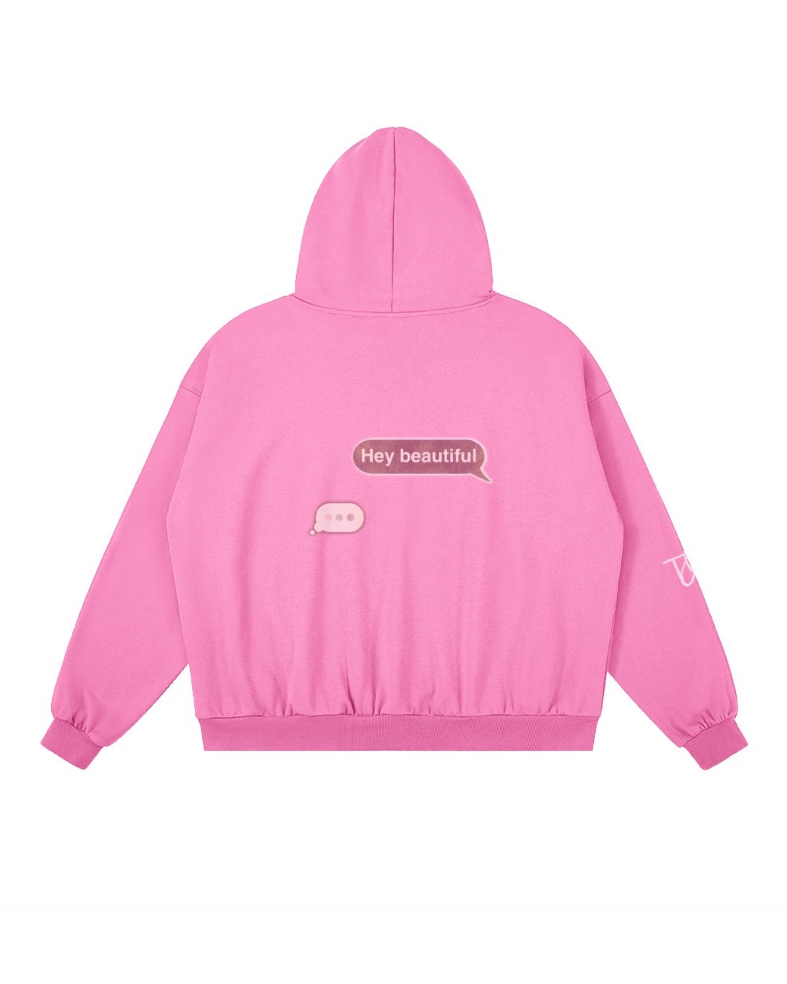 Hey Beautiful Bubblegum Oversized Racer Hoodie