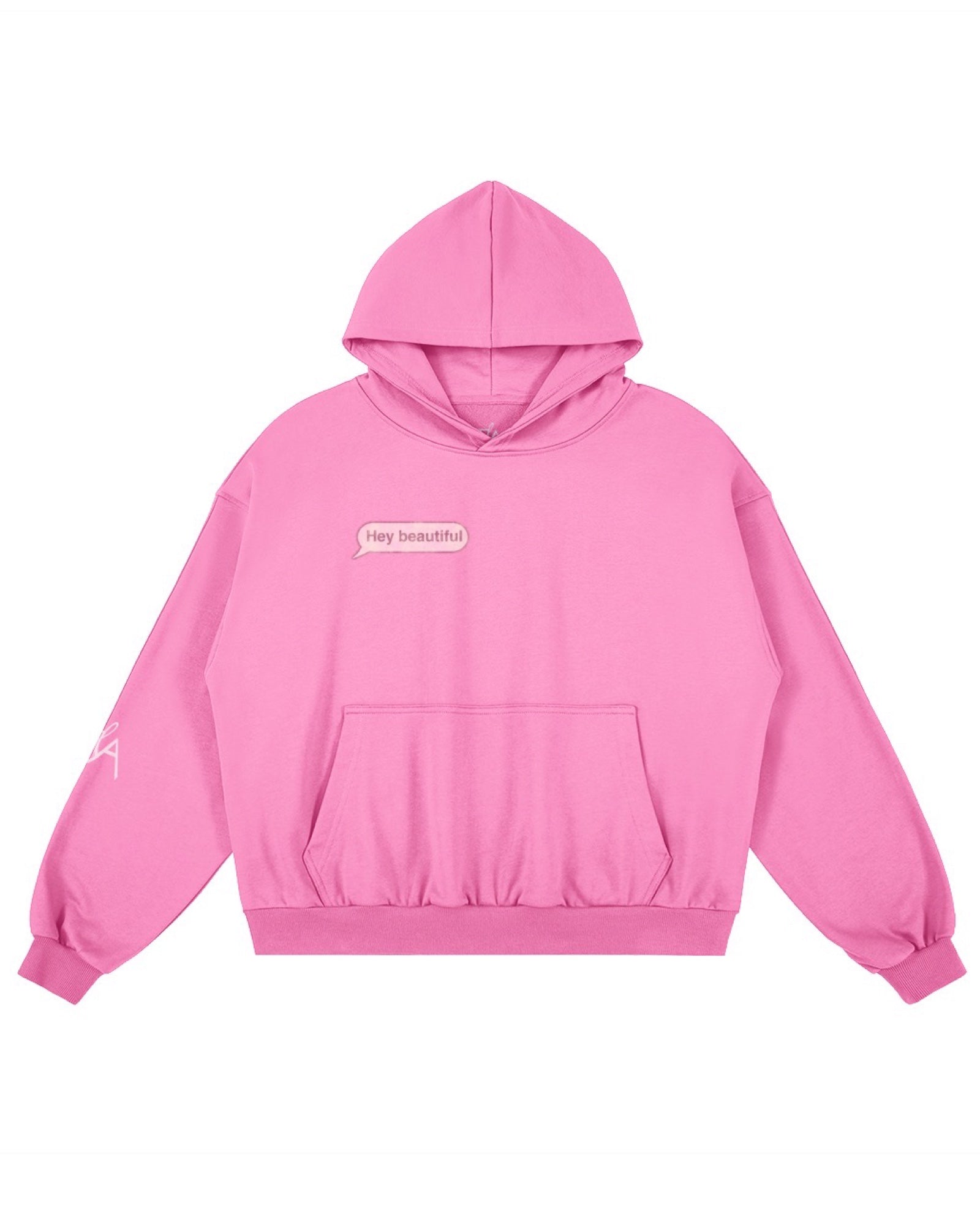 Hey Beautiful Bubblegum Oversized Racer Hoodie