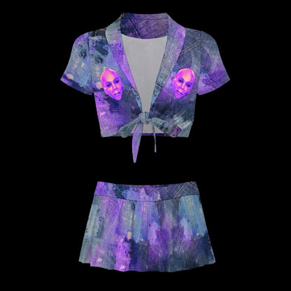 Sashay Away Crop Top and Pleated Miniskirt With Built In Shorts Set