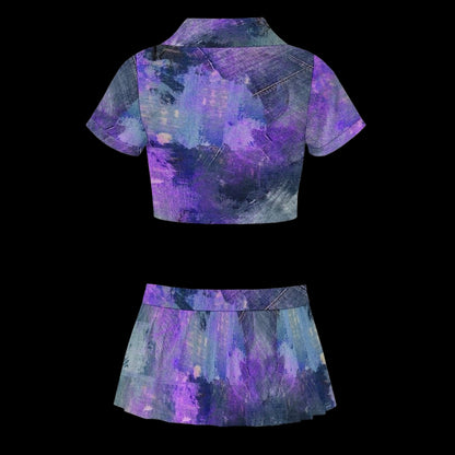 Sashay Away Crop Top and Pleated Miniskirt With Built In Shorts Set