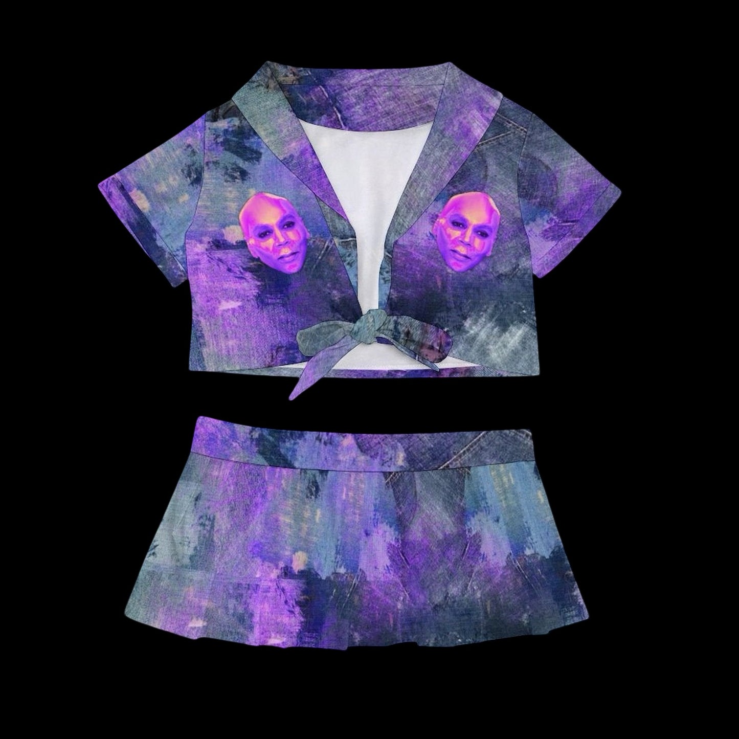 Sashay Away Crop Top and Pleated Miniskirt With Built In Shorts Set