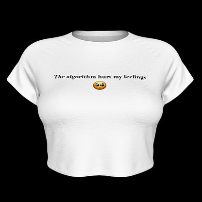 The Algorithm Hurt My Feelings Raglan Sleeve Crop Baby Tee