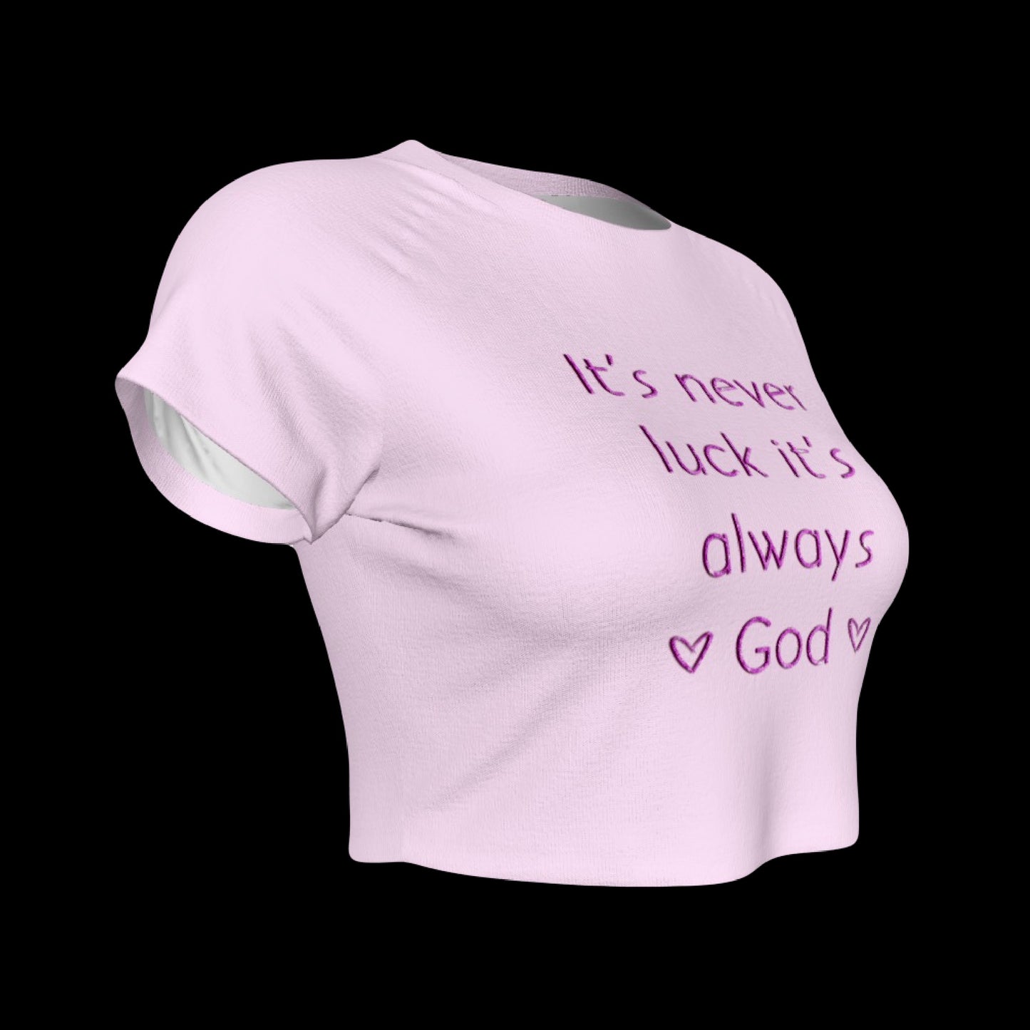 It’s Never Luck It’s Always God Raglan Sleeve Crop Baby Tee