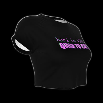 Hard To Kill Quick To Cry Black Raglan Sleeve Crop Baby Tee