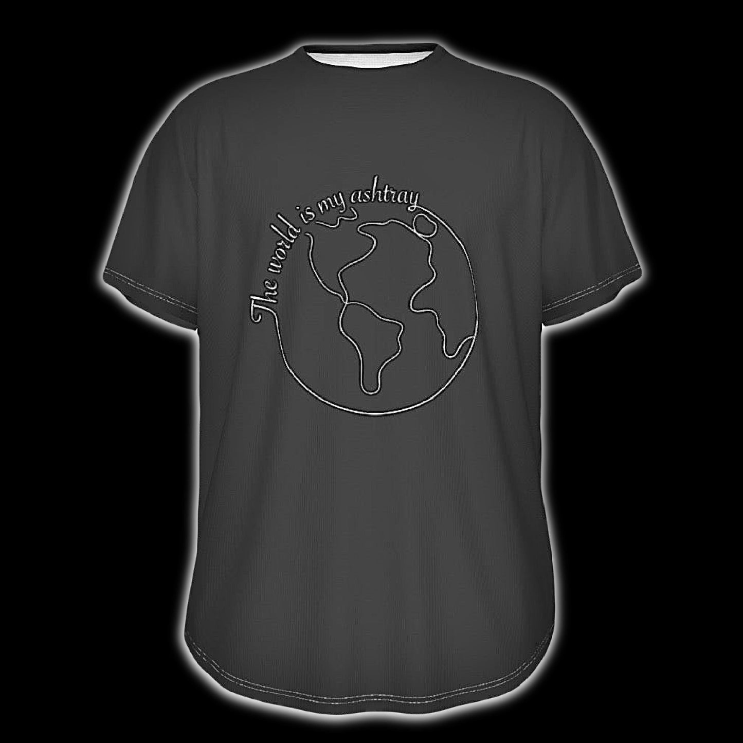 The World Is My Ashtray Line Drawing Round Hem Unisex T-Shirt