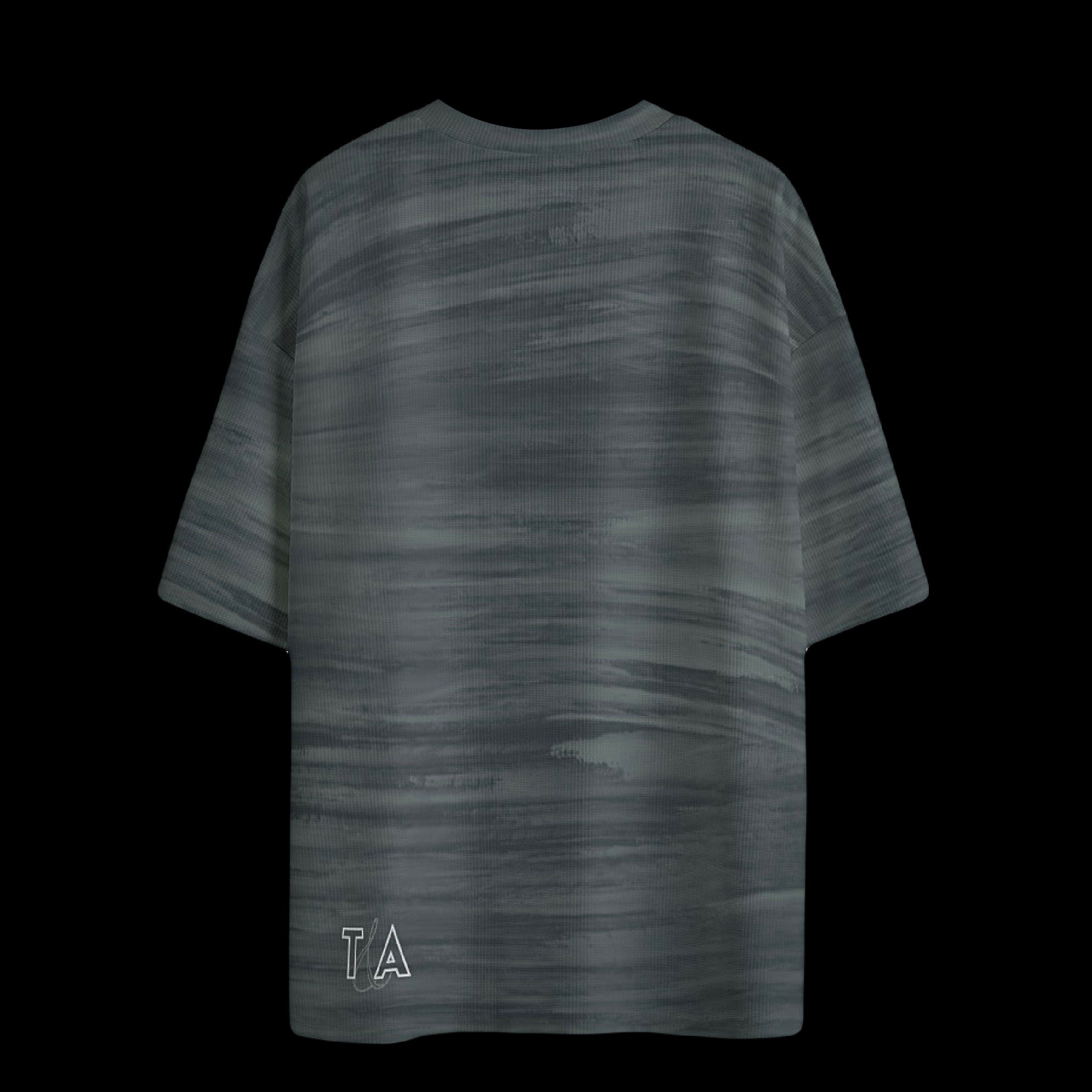 Severely Dehydrated Greyscale Premium Waffle Knit Unisex Drop-shoulder T-shirt