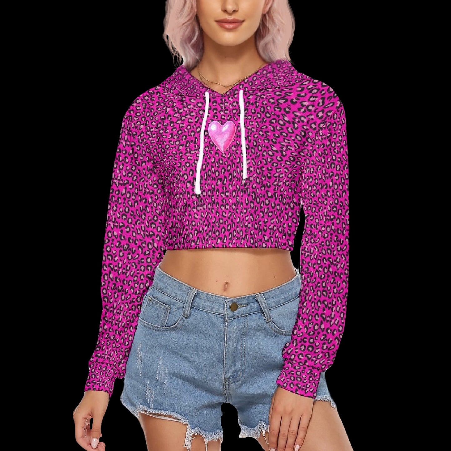 Lovergirl Drop Shoulder Crushed Velvet Y2K Crop Hoodie