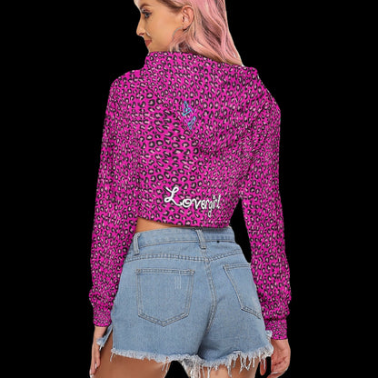 Lovergirl Drop Shoulder Crushed Velvet Y2K Crop Hoodie