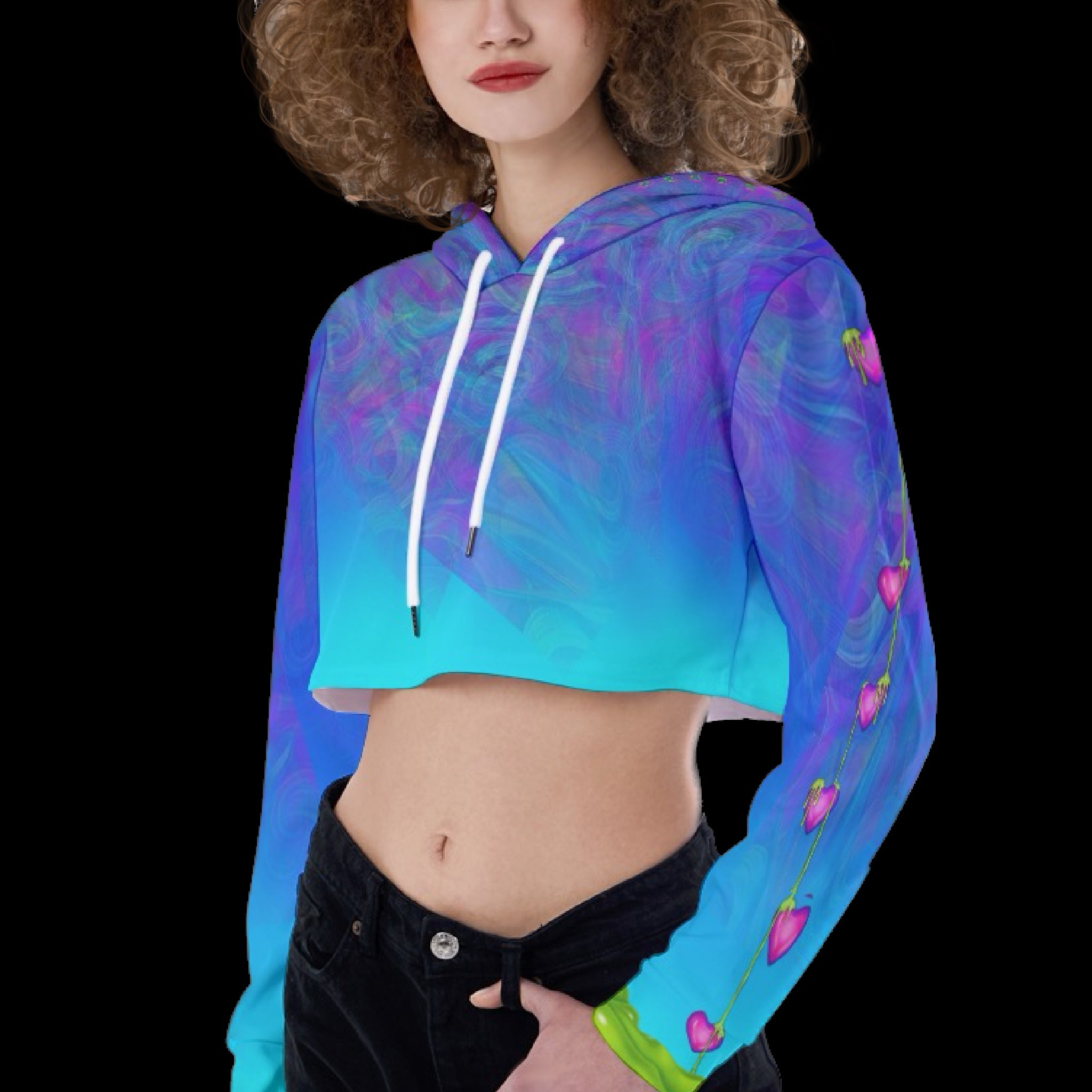 Out Of The Blue Celestial Crop Vivid Graphic Hoodie