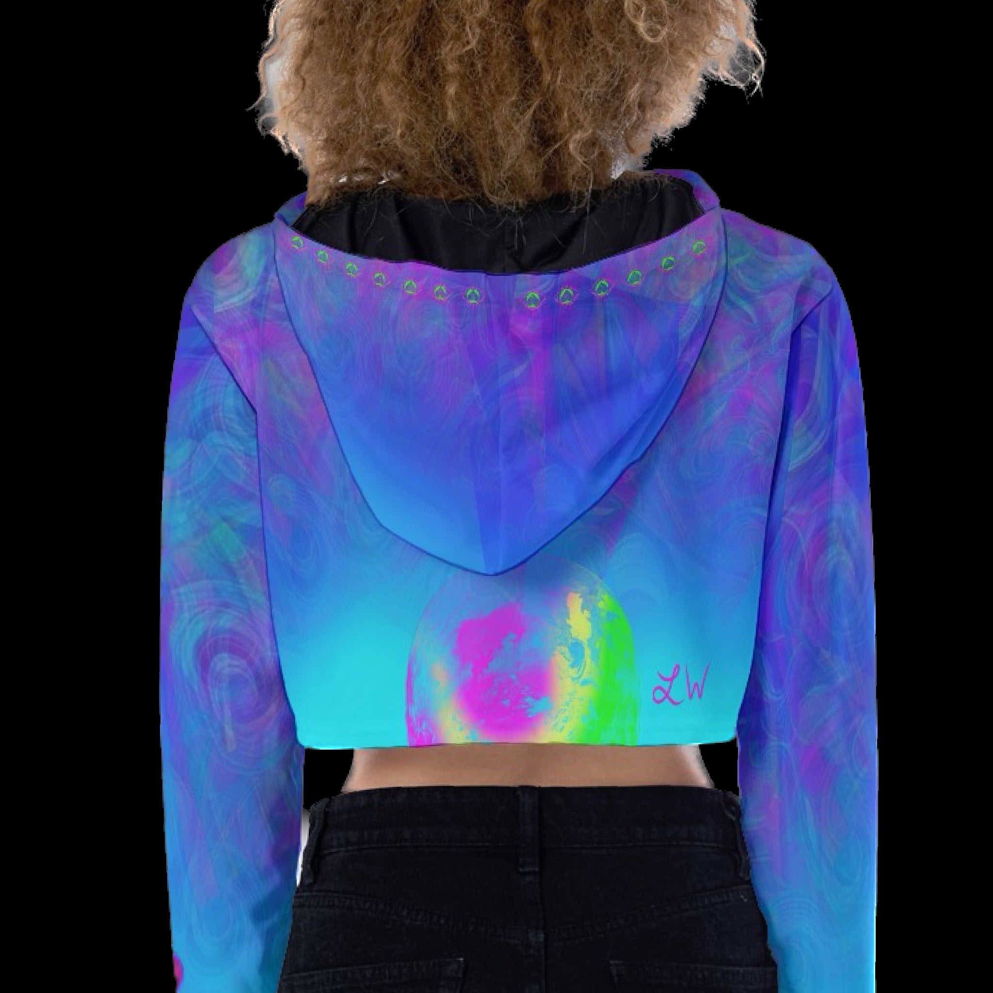 Out Of The Blue Celestial Crop Vivid Graphic Hoodie