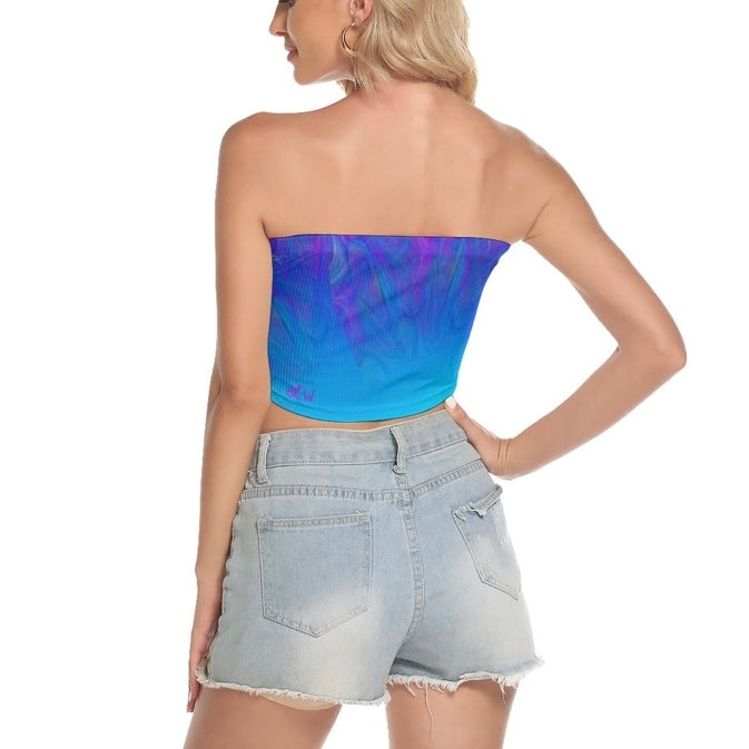 Out Of The Blue Ribbed Crop Tube Top