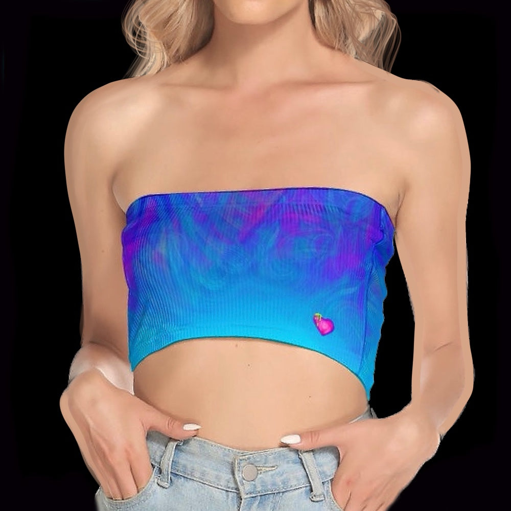 Out Of The Blue Ribbed Crop Tube Top
