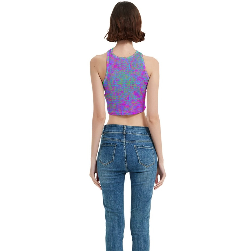 Candy Beads Ribbed Cut Out Crop Top