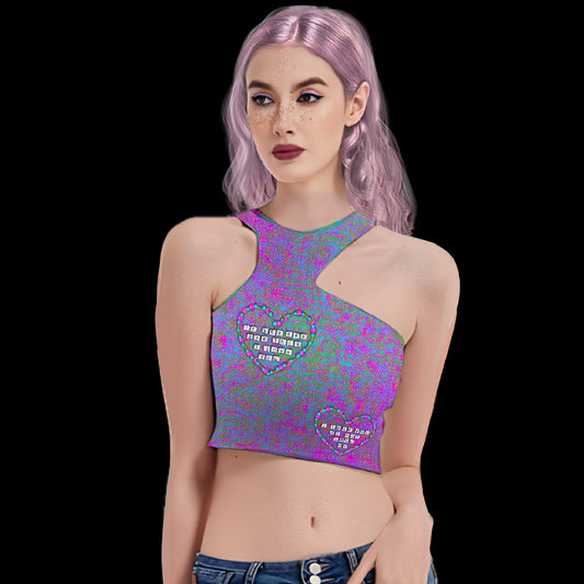 Candy Beads Ribbed Cut Out Crop Top