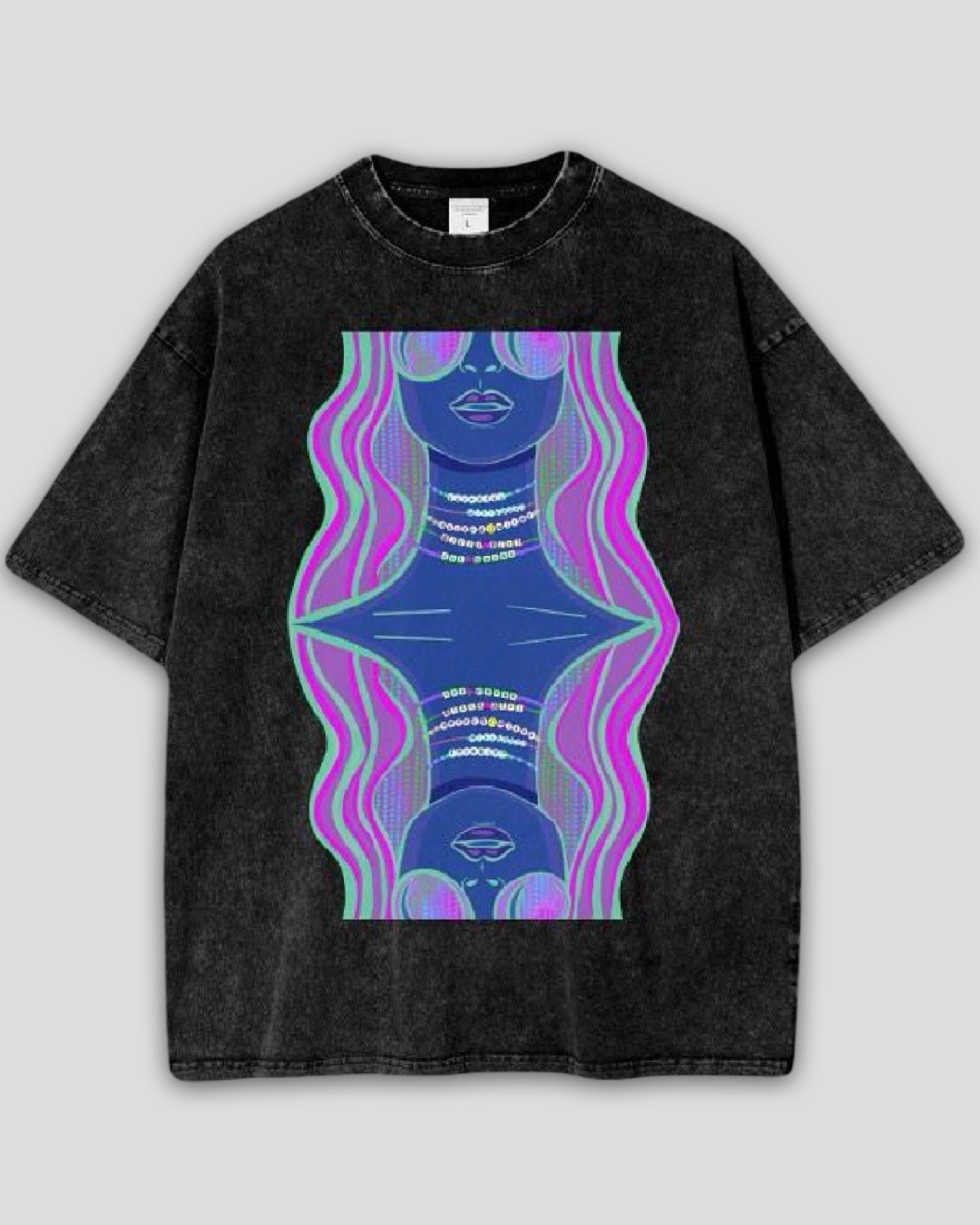 Microdose & Mirrors Premium Cotton Oversize Heavyweight Unisex Snow Wash T-Shirt