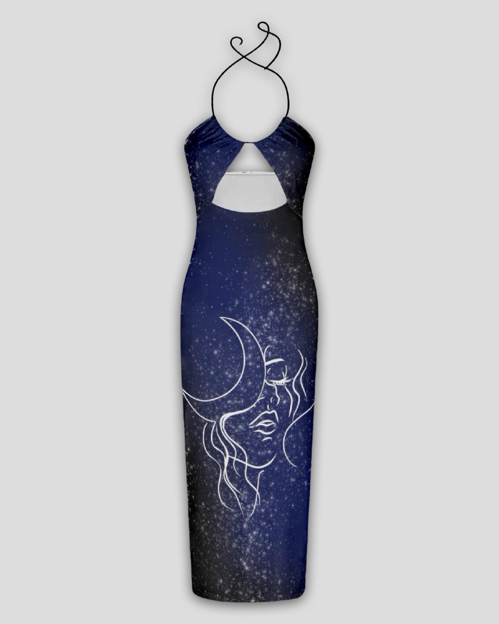 Moon Maiden Tie Back Cutout Bodycon Midi Dress