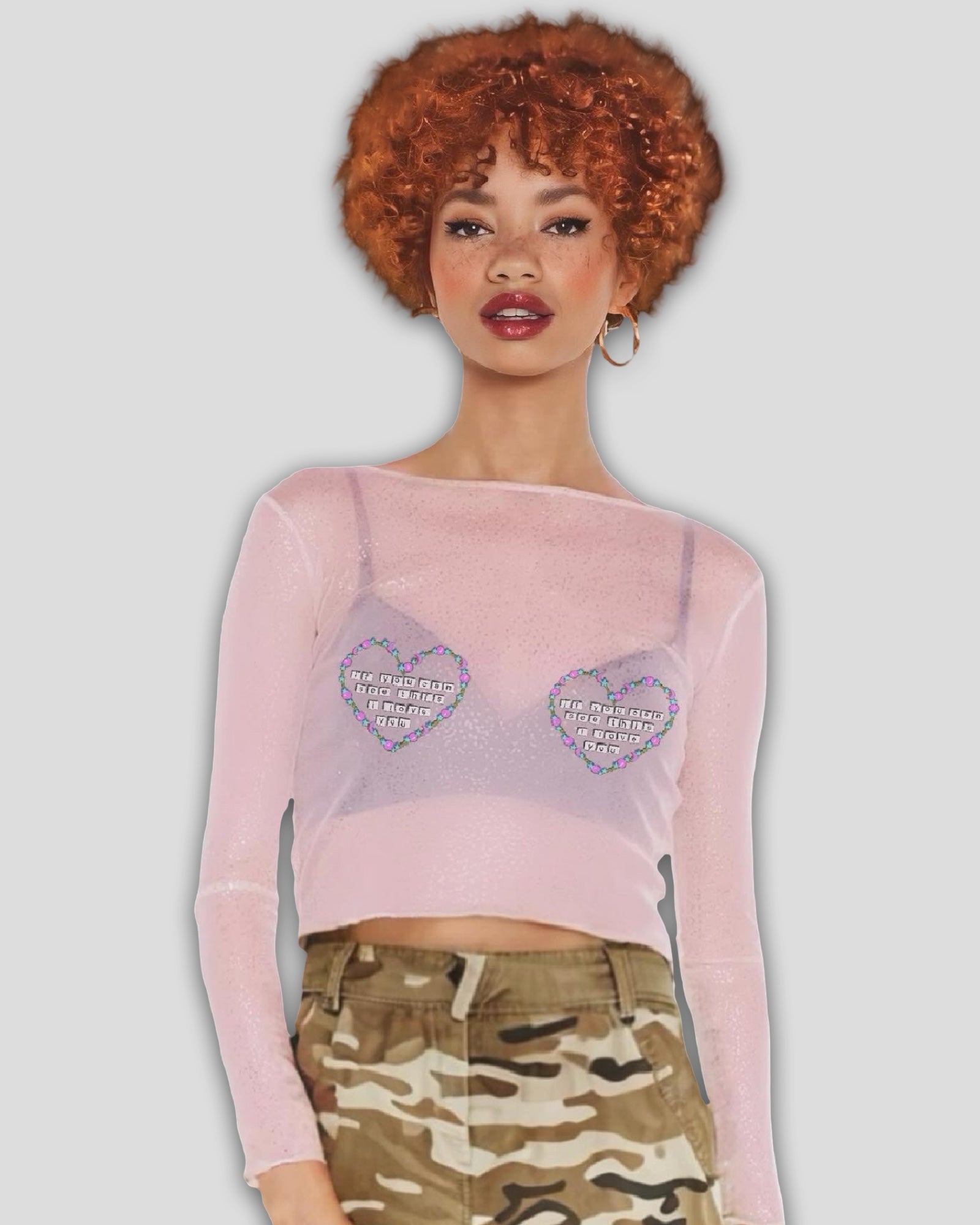 If You Can See This Sheer Mesh Long Sleeve Crop Top