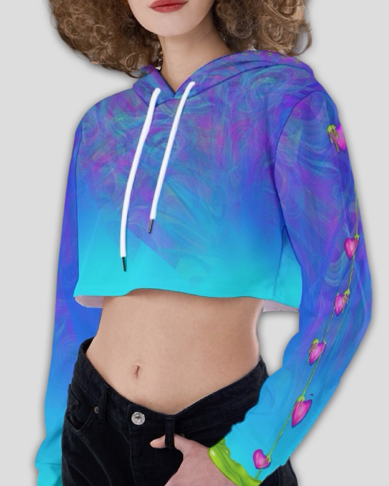 Out Of The Blue Celestial Crop Vivid Graphic Hoodie